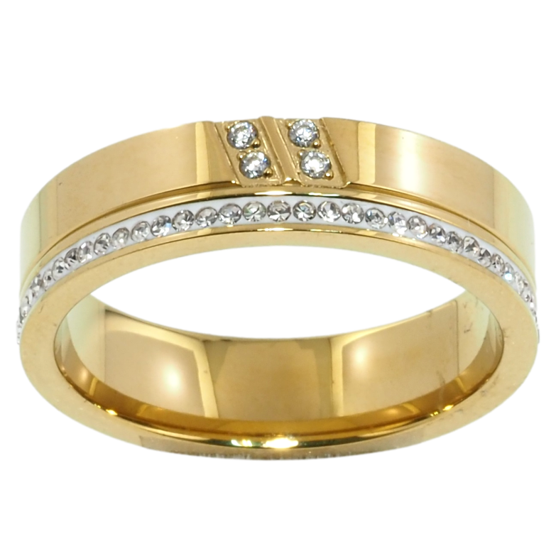 Каблучка Xuping TTM Stainless Steel Колір 14К Доріжка цирконію, шир. 5.5мм фото №1