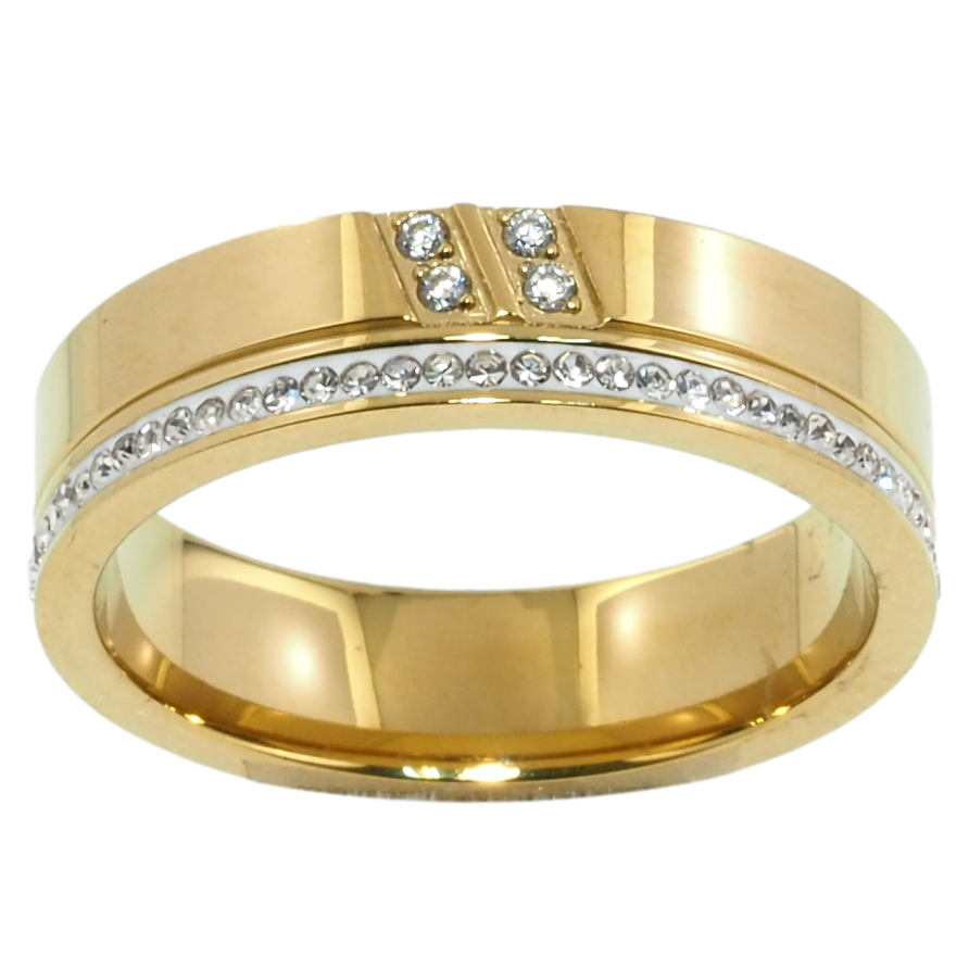 Каблучка Xuping TTM Stainless Steel Колір 14К Доріжка цирконію, шир. 5.5мм фото №1