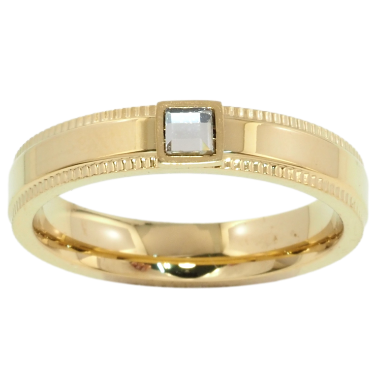 Кольцо Xuping TTM Stainless Steel Цвет 14К Узор с цирконием, шир. 4мм фото №11