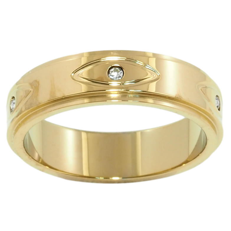 Каблучка Xuping TTM Stainless Steel Колір 14К Візерунок із вставками цирконію, шир. 5.5мм фото №1