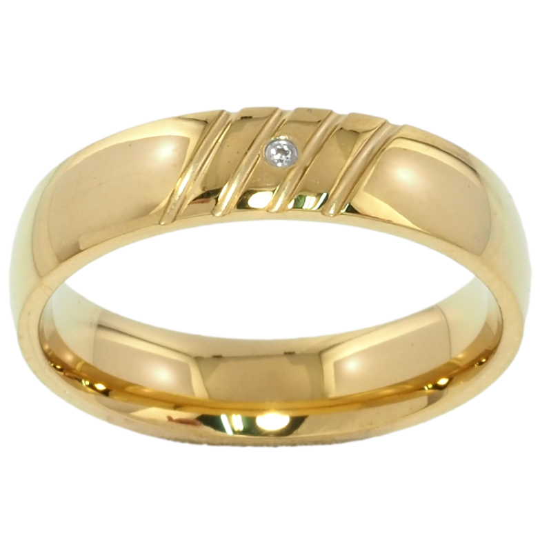 Каблучка Xuping TTM Stainless Steel Колір 14К Візерунок з цирконієм, шир. 5мм фото №1