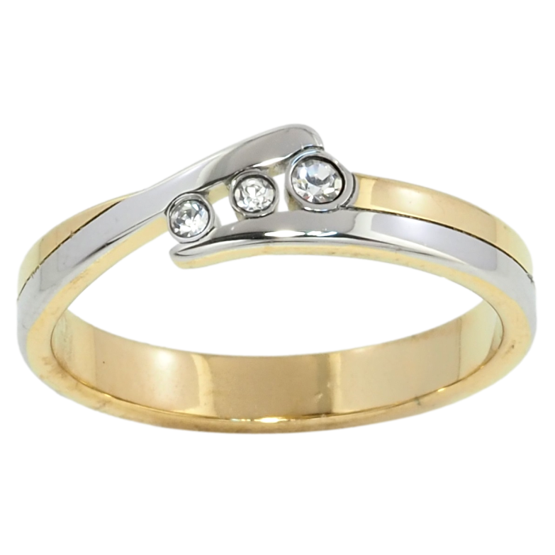 Каблучка Xuping TTM Stainless Steel Колір Родій + 14К Візерунок з цирконієм фото №6