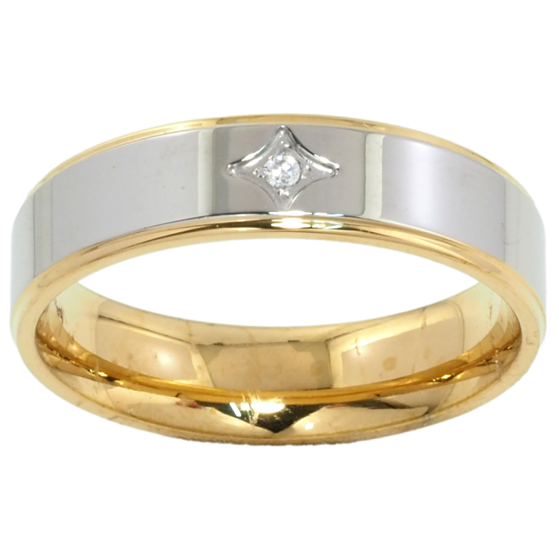 Каблучка Xuping TTM Stainless Steel Колір Родій + 14К Візерунок з цирконієм, шир. 5.5мм фото №1