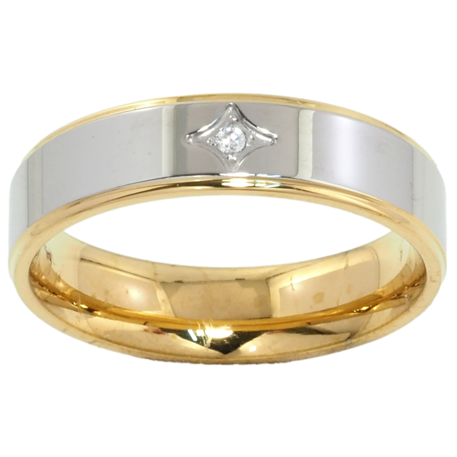 Каблучка Xuping TTM Stainless Steel Колір Родій + 14К Візерунок з цирконієм, шир. 5.5мм фото №1