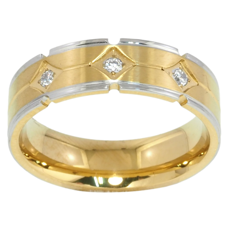 Кольцо Xuping TTM Stainless Steel Цвет Родий + 14К Узор с цирконием, шир. 6мм фото №21