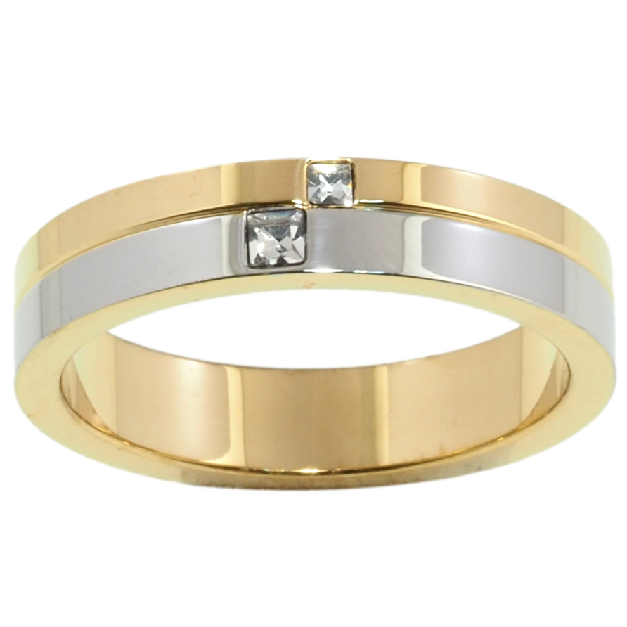 Каблучка Xuping TTM Stainless Steel Колір 14К Обручка із вставками цирконію ш. 5.5мм фото №1