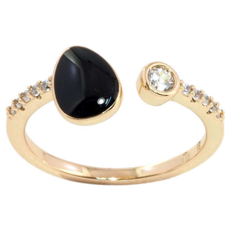 Каблучка Xuping Позолота 18K Доріжка цирконію з чорною емаллю фото №22