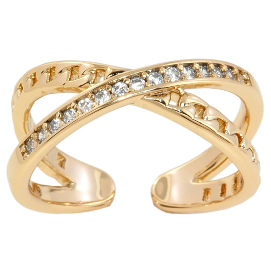 Кольцо Xuping Позолота 18K Дорожка циркония с цепочкой фото №1