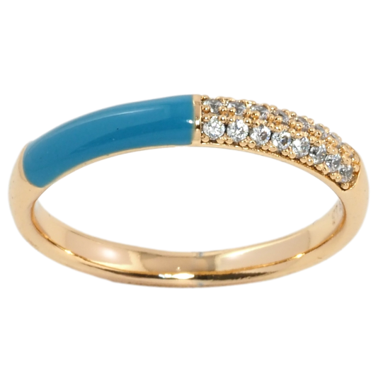Кольцо Xuping Позолота 18K Инкрустация цирконием с голубой эмалью фото №1 Кольцо Xuping Позолота 18K Инкрустация цирконием с голубой эмалью фото №1