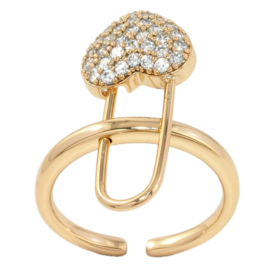 Каблучка Xuping Позолота 18K Шпилька сердечко, що знімається фото №1