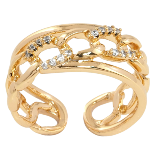 Кольцо Xuping Позолота 18K Узор цепочка с цирконием фото №1 Кольцо Xuping Позолота 18K Узор цепочка с цирконием фото №1