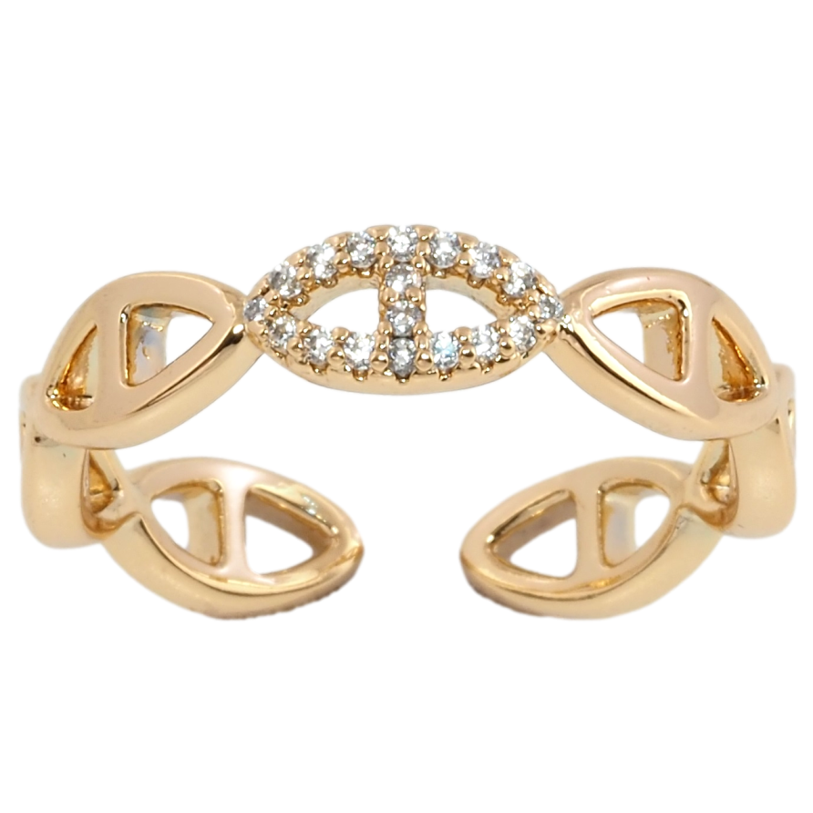 Каблучка Xuping Позолота 18K Візерунок ланцюжок з цирконієм фото №1 Каблучка Xuping Позолота 18K Візерунок ланцюжок з цирконієм фото №1