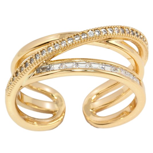 Кольцо Xuping Позолота 18K Узор из дорожек циркония фото №1