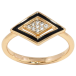 Кольцо Xuping Позолота 18K Ромб с цирконием и черной эмалью фото №1