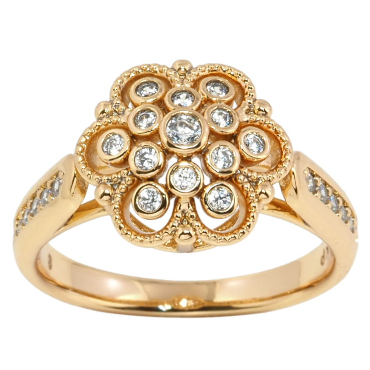 Каблучка Xuping Позолота 18K Квіточка з цирконієм фото №15