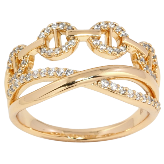 Кольцо Xuping Позолота 18K Декоративный узор цепочка с цирконием фото №1