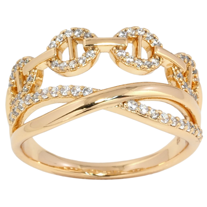 Каблучка Xuping Позолота 18K Декоративний візерунок ланцюжок з цирконієм фото №1 Каблучка Xuping Позолота 18K Декоративний візерунок ланцюжок з цирконієм фото №1