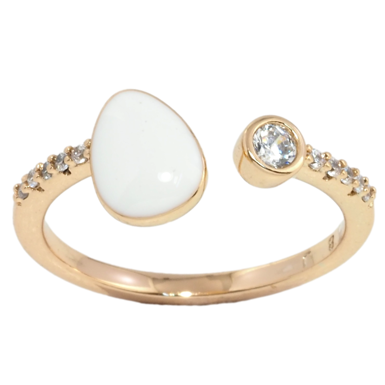 Каблучка Xuping Позолота 18K Візерунок з цирконієм і білою емаллю фото №1