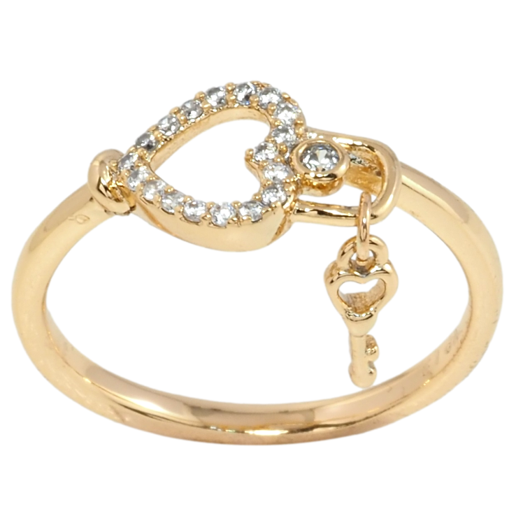 Каблучка Xuping Позолота 18K Серце-замочок з ключиком фото №12