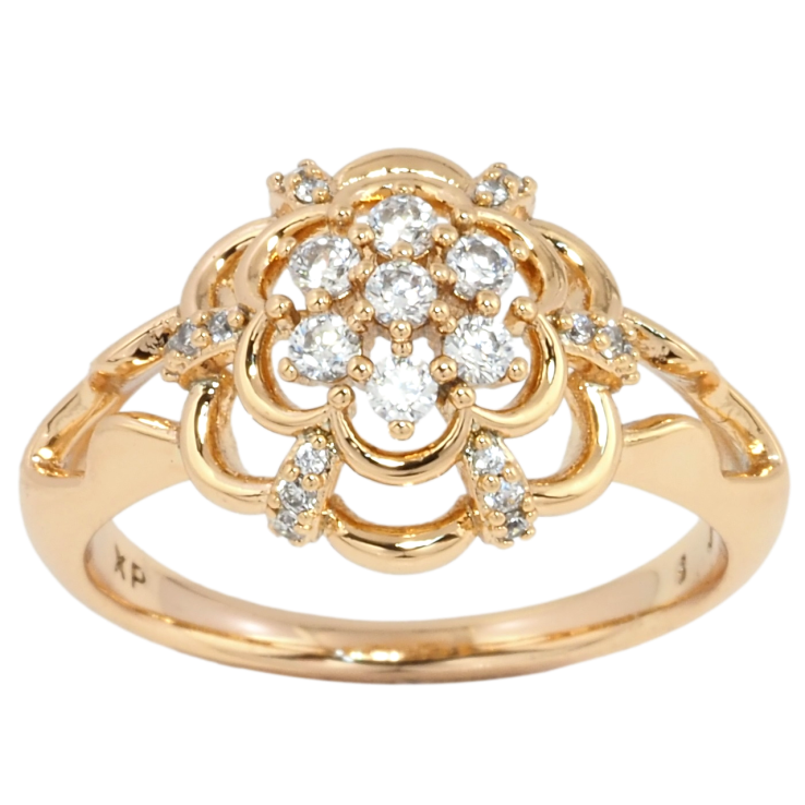 Каблучка Xuping Позолота 18K Квітка з цирконієм фото №17