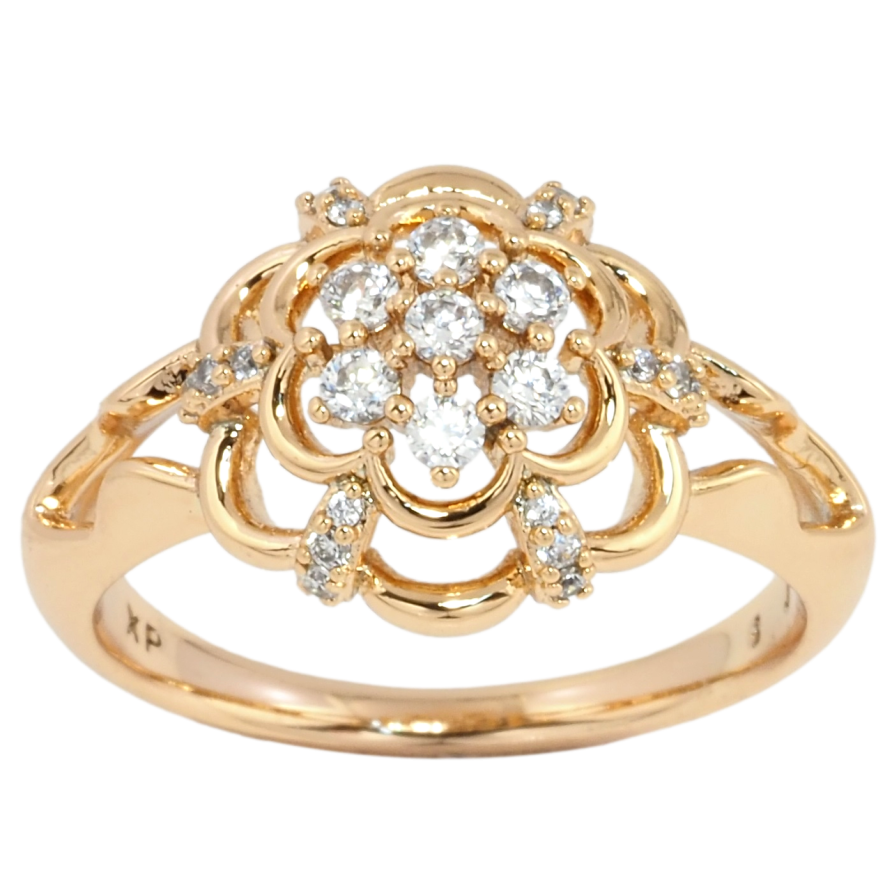 Каблучка Xuping Позолота 18K Квітка з цирконієм фото №1