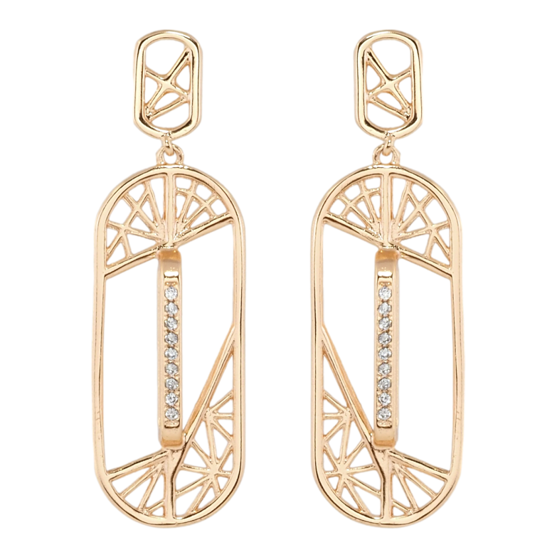 Сережки Xuping M&L Колір 18K пусети Різьблені підвіски з доріжками цирконію фото №1