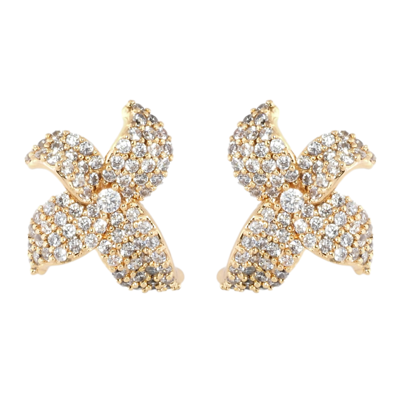 Серьги Xuping M&L Цвет 18K пусеты Цветочки с инкрустацией цирконием фото №1