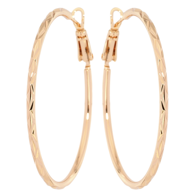 Сережки Xuping M&L Колір 18K кільця (конго) Візерунок насічками ø 4.7см фото №2 Сережки Xuping M&L Колір 18K кільця (конго) Візерунок насічками ø 4.7см фото №2