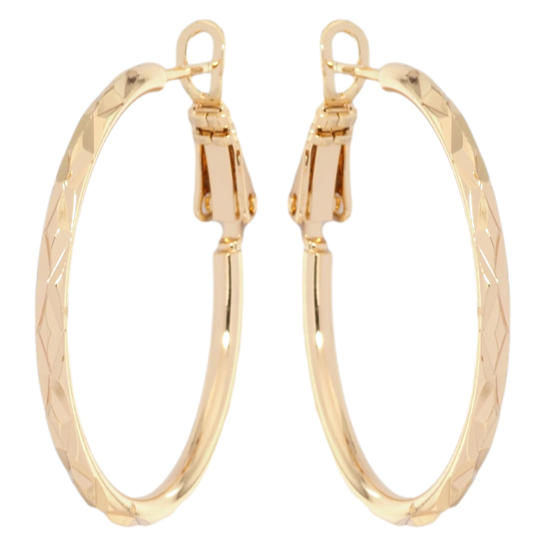 Сережки Xuping M&L Колір 18K кільця (конго) Візерунок насічками ø 3см фото №1 Сережки Xuping M&L Колір 18K кільця (конго) Візерунок насічками ø 3см фото №1