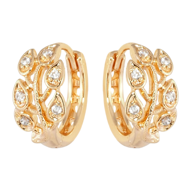 Серьги Xuping M&L Цвет 18K колечки Веточки с цирконием фото №1