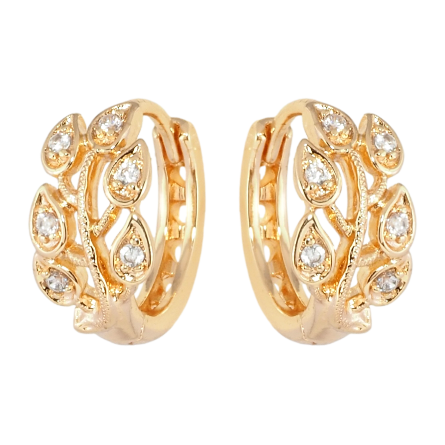 Серьги Xuping M&L Цвет 18K колечки Веточки с цирконием фото №1