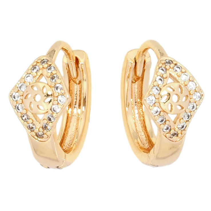 Серьги Xuping M&L Цвет 18K колечки Ромбы с цирконием фото №22