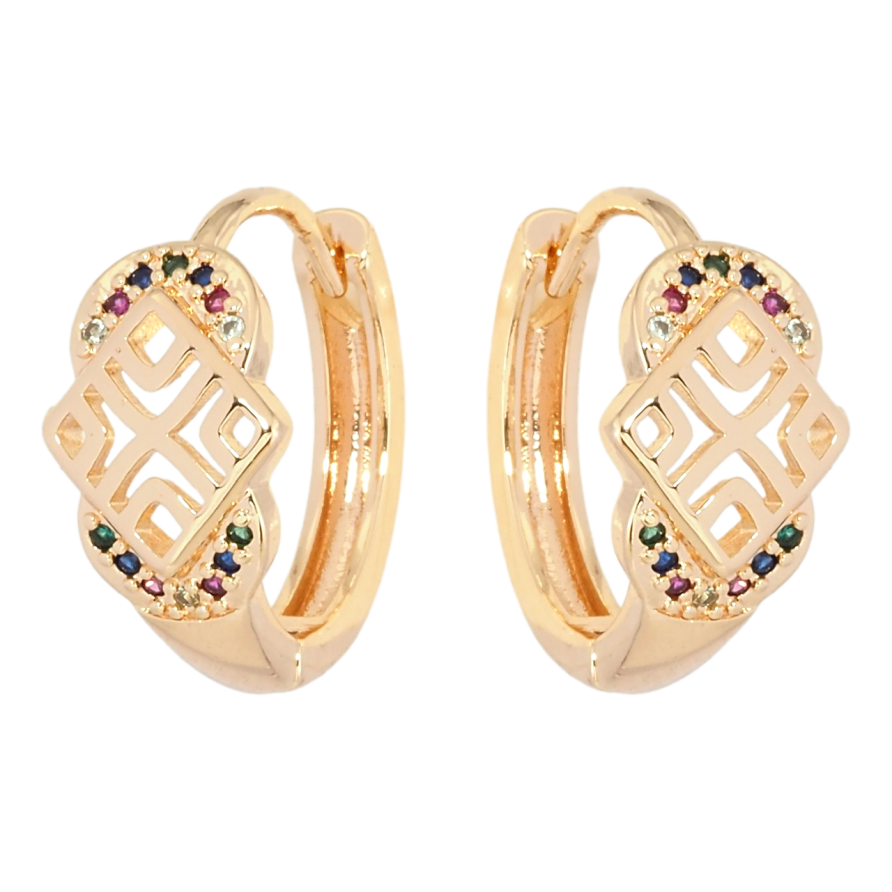 Серьги Xuping M&L Цвет 18K колечки Узор с разноцветным цирконием фото №1