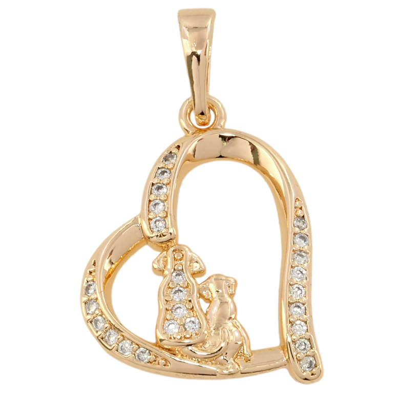 Кулон Xuping M&L Колір 18К Серце з песиками для ланцюжка до 6мм фото №1