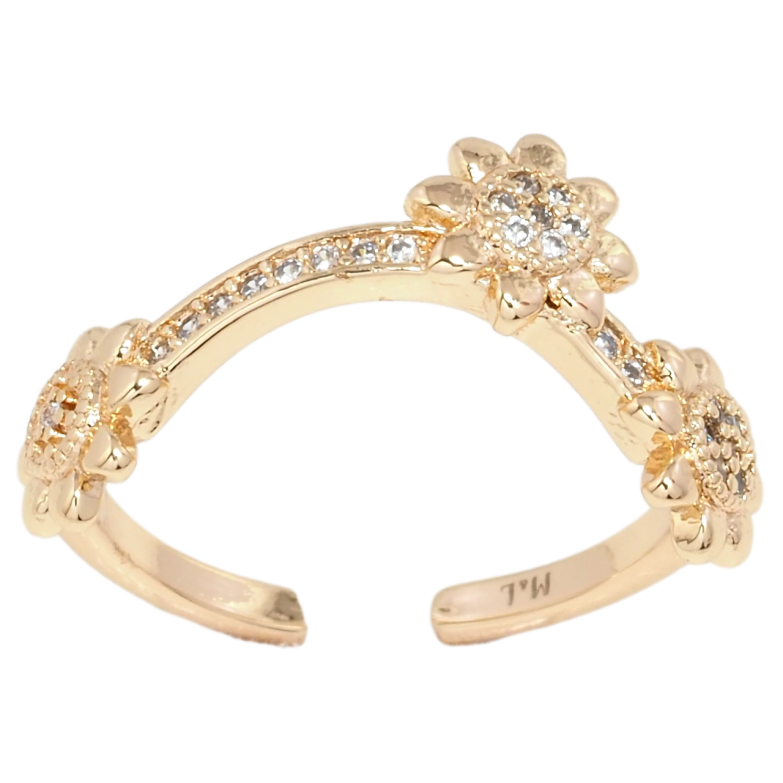 Кольцо Xuping M&L Цвет 18К Дорожка циркония с цветочками фото №1