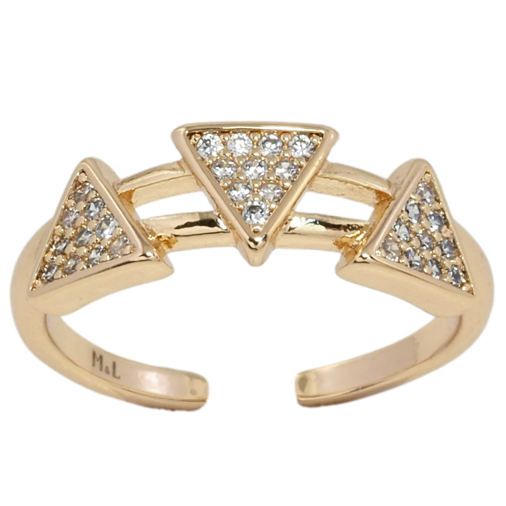 Кольцо Xuping M&L Цвет 18К Узор треугольники с цирконием фото №2