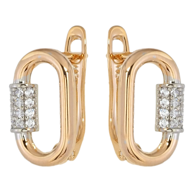 Серьги Xuping Позолота 18K + Родий английский замок Овалы с цирконием фото №1 Серьги Xuping Позолота 18K + Родий английский замок Овалы с цирконием фото №1