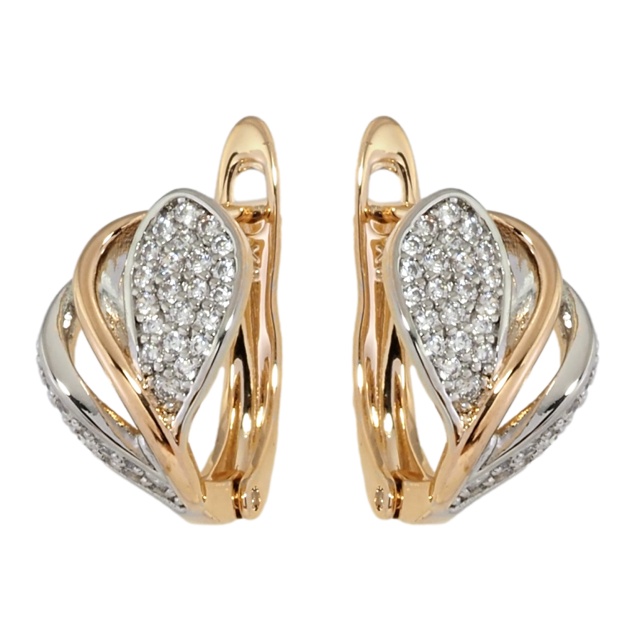 Серьги Xuping Позолота 18K + Родий английский замок Узор с инкрустацией цирконием фото №1