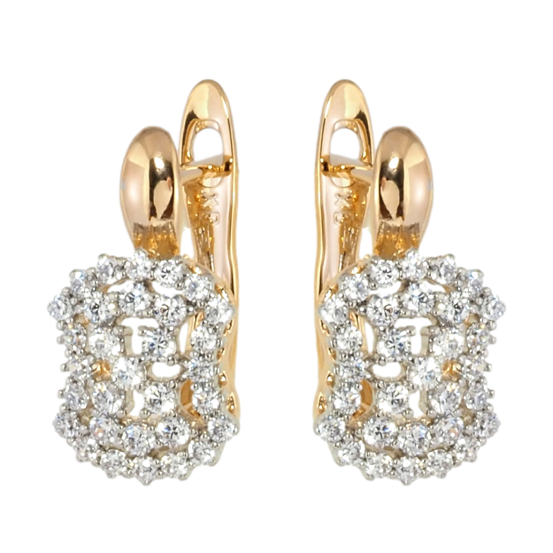 Сережки Xuping Позолота 18K + Родій англійський замок Інкрустація цирконієм фото №1