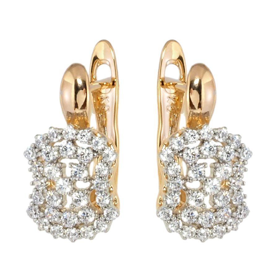 Сережки Xuping Позолота 18K + Родій англійський замок Інкрустація цирконієм фото №1