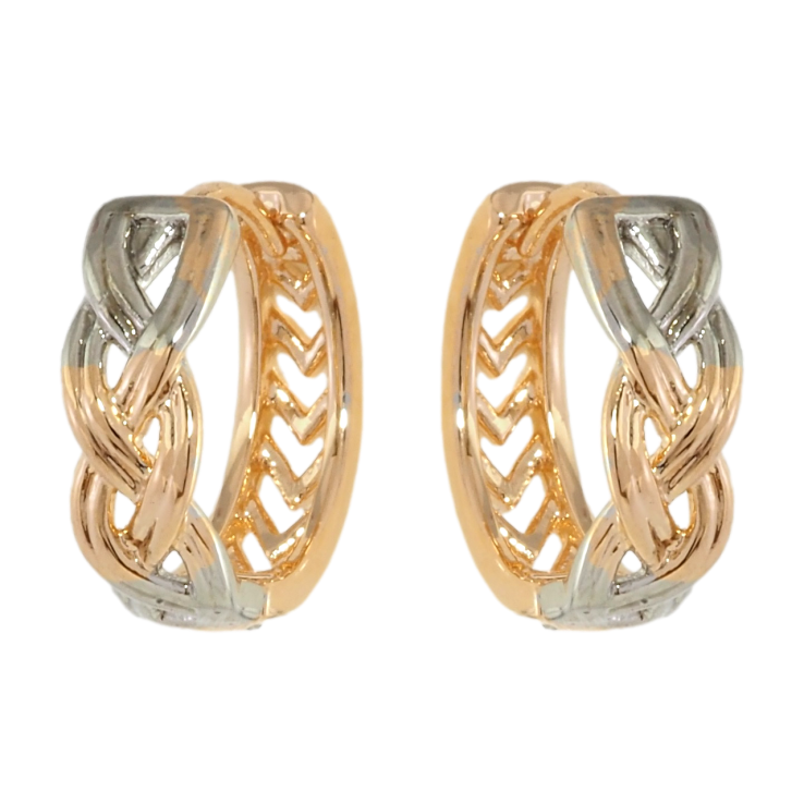 Сережки Xuping Позолота 18K + Родій колечки Косичка фото №11 Сережки Xuping Позолота 18K + Родій колечки Косичка фото №11