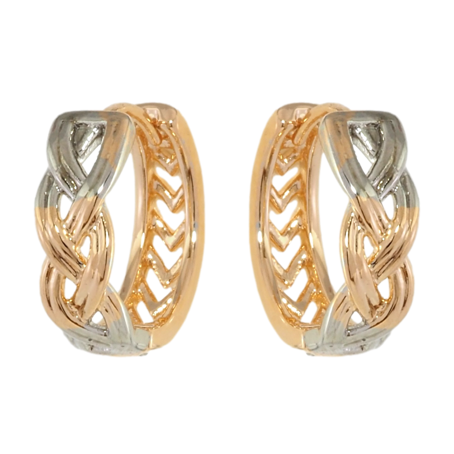 Сережки Xuping Позолота 18K + Родій колечки Косичка фото №1