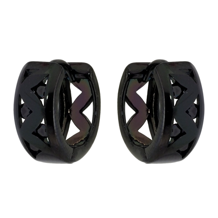 Сережки Xuping Позолота Black (чорне золото) колечка Візерунок з чорним цирконієм фото №1