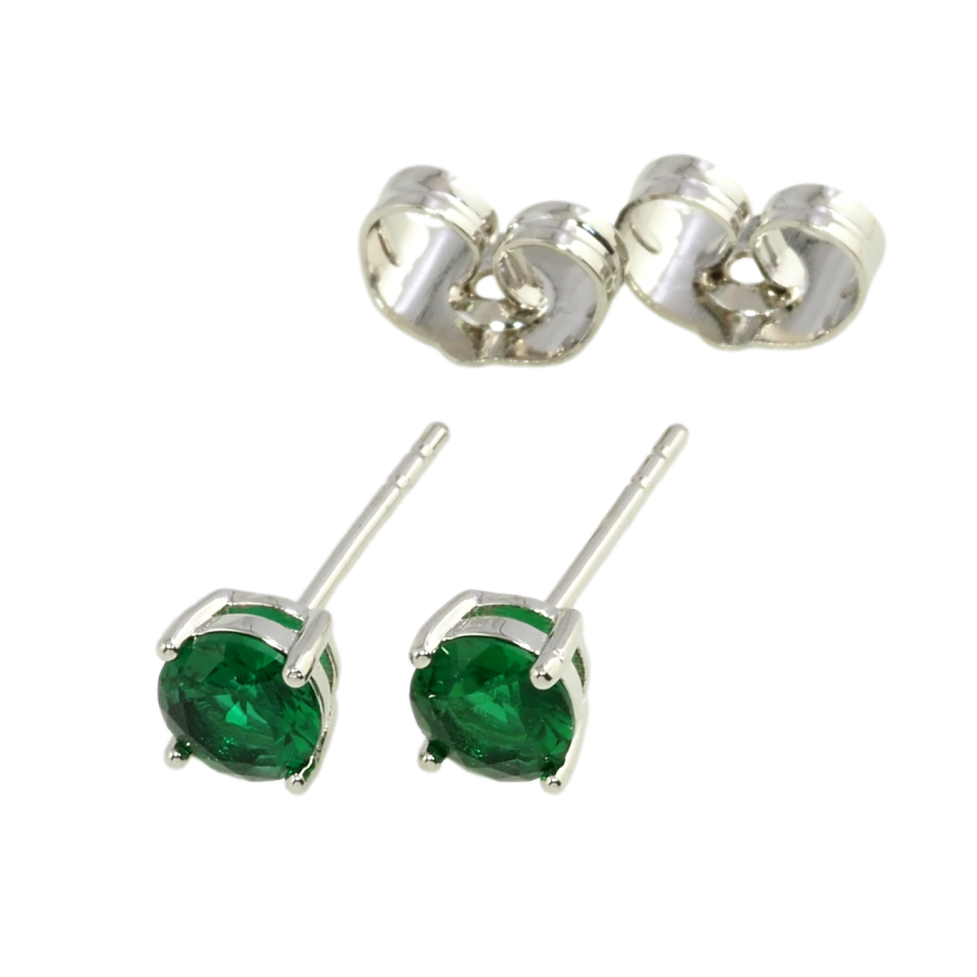 Сережки Xuping Родій пусети Зелені фіаніти в 4-х крапановій оправі ø 5мм фото №1