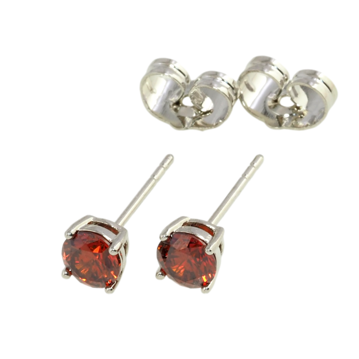 Серьги Xuping Родий пусеты Красные фианиты в 4-х крапановой оправе ø 5мм фото №23