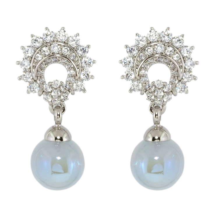 Сережки Xuping Родій пусети Витончені підвіски з блакитними кульками фото №19 Сережки Xuping Родій пусети Витончені підвіски з блакитними кульками фото №19