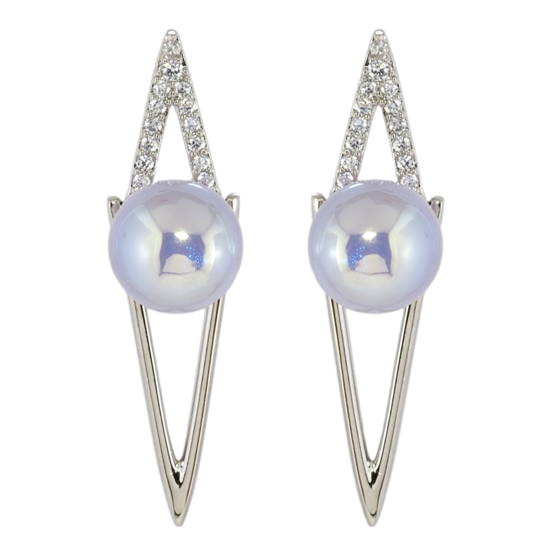 Сережки Xuping Родій пусети Візерунок з бузковими кульками 2 в 1 фото №1