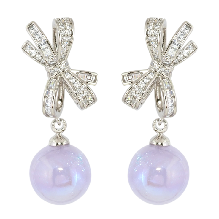 Сережки Xuping Родій пусети Банти з бузковими кульками фото №24 Сережки Xuping Родій пусети Банти з бузковими кульками фото №24