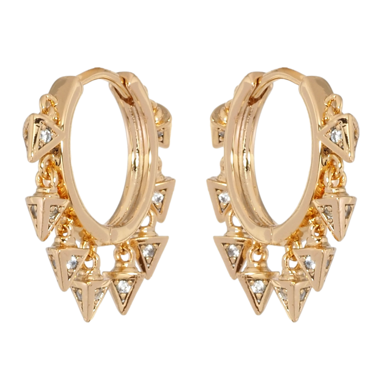 Сережки Xuping Позолота 18K підвіски на колечках Пірамідки з цирконієм фото №1