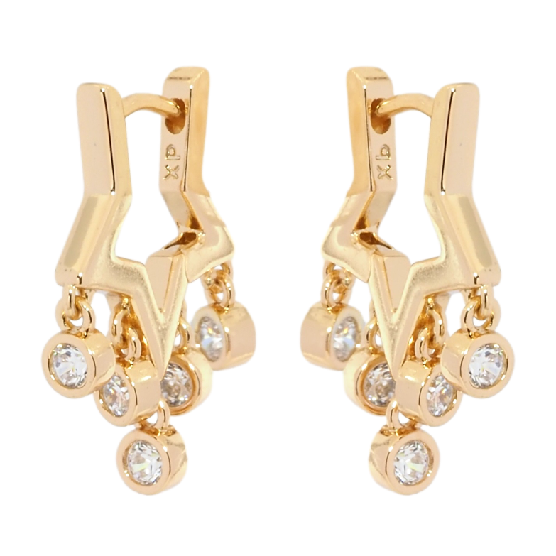 Сережки Xuping Позолота 18K підвіски на колечках Зірки з кристальними підвісками фото №1